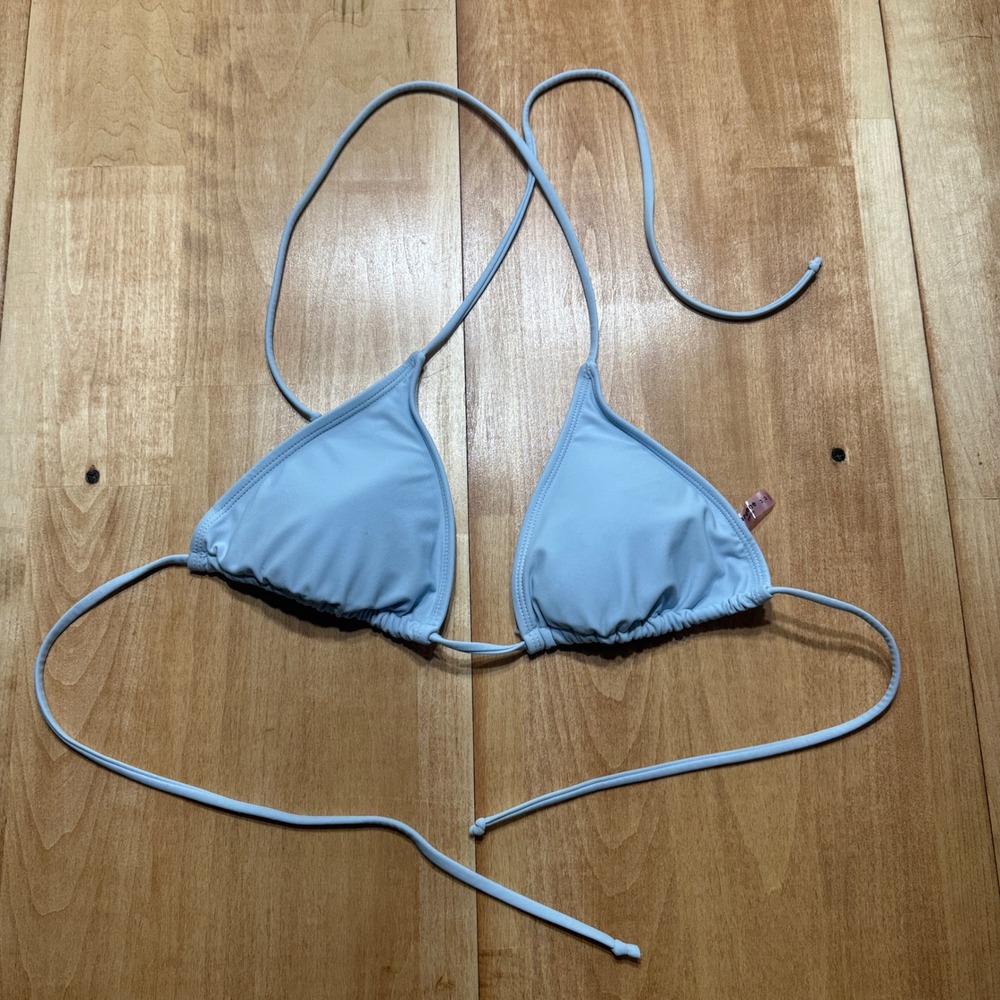 Ardene Swim Light Blue Triangle Bikini Top Halter Tie Medium Womens Summer Solid